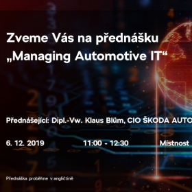Přednáška „Managing Automotive IT“ dne 6.12.2019
