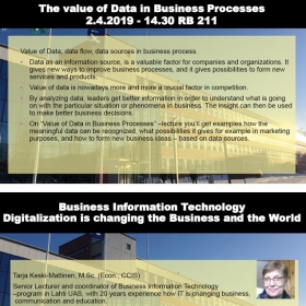 Odborná přednáška: The value of Data in Business Processes – 2.4.2019