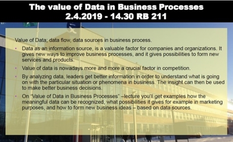 Odborná přednáška: The value of Data in Business Processes – 2.4.2019